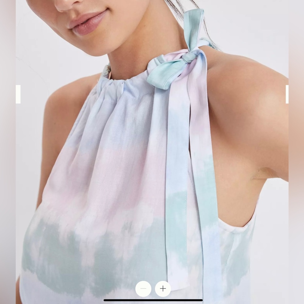 NWOT, Anthropologie Cloth & Stone, Tie Dye, Halter Top w/ Tie Neck, Size Medium - Picture 3 of 7
